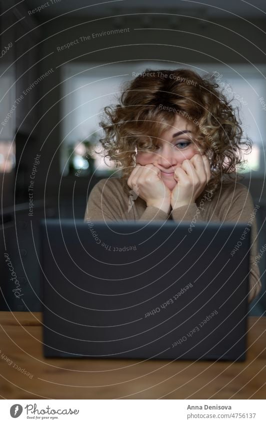 Woman and laptop woman home working computer technology sitting using laptop job looking business indoors focused desk businesswoman joy house smiling kitchen