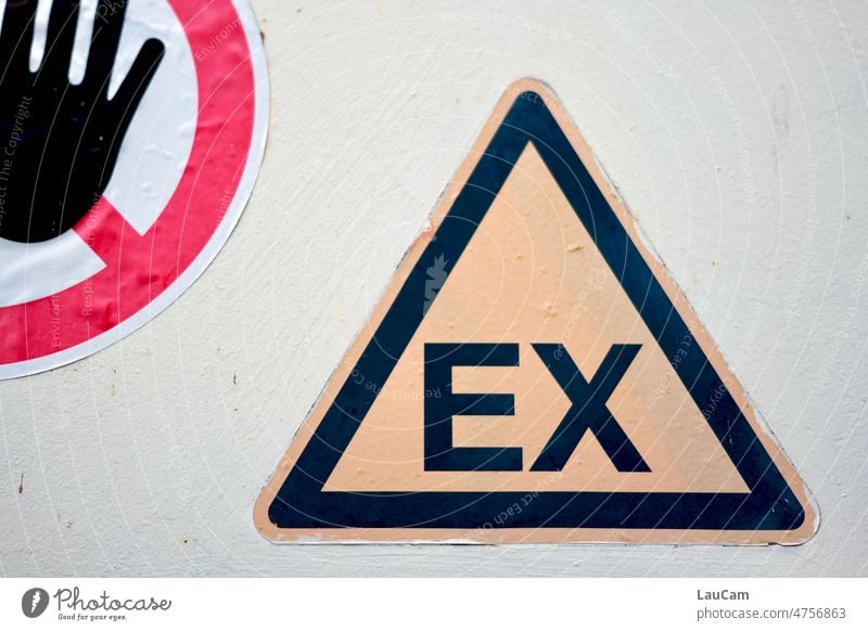 Attention Ex! esteem ex Caution Warning label Warning sign Safety Divide Relationship rose war Lovesickness peril Dangerous Risk Signage Divorce relapse