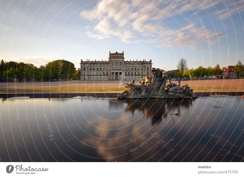 Ludwigslust Sculpture Architecture Sand Sky Clouds Sunrise Sunset Summer Weather Beautiful weather Tree Grass Park Deserted Castle Facade Terrace