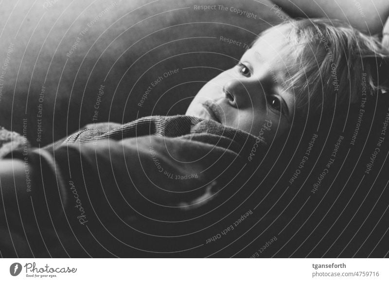 Sad child Child sad Sadness Boy (child) portrait Close-up Infancy Interior shot Sick dissatisfied Meditative Earnest Family & Relations