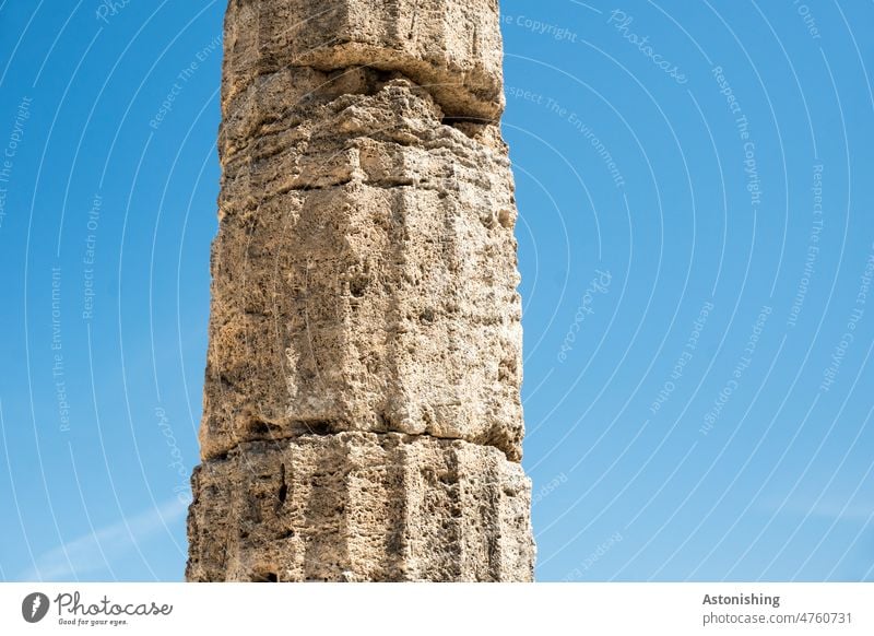 Column, Paestum Campania Old Antiquity Old times stones Temple Historic History of the Italy Greek Tourism Exterior shot Architecture Ruin Colour photo Landmark