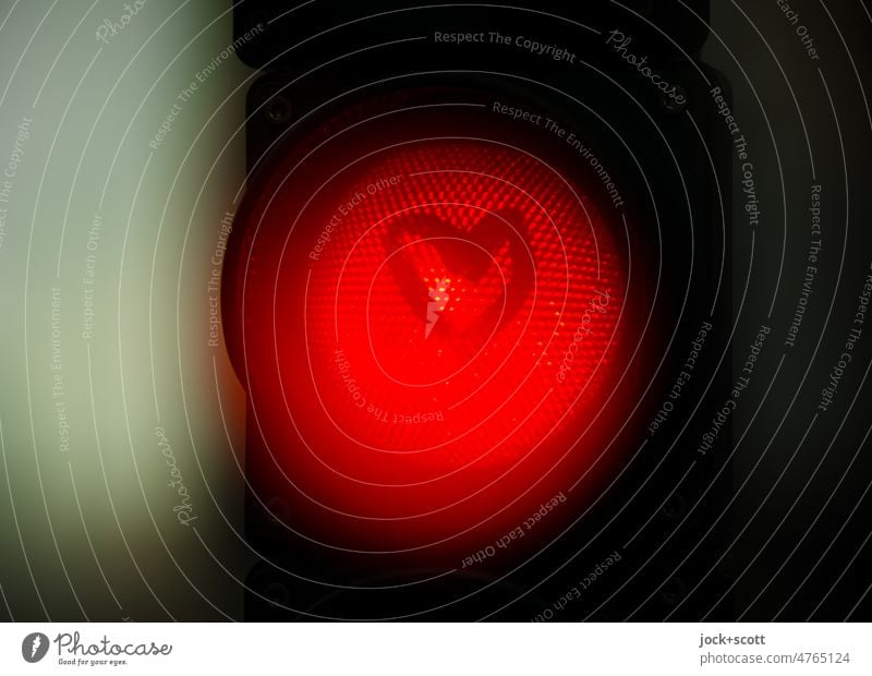 this love is unstoppable Traffic light Bicycle traffic light Road sign Mobility Illuminate Red Symbols and metaphors Silhouette Diffused light Technology Signal