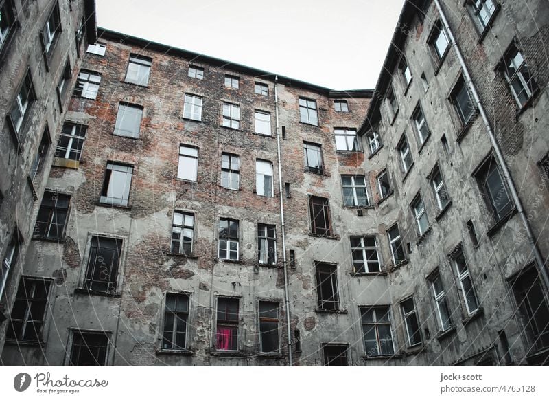 Unrenovated old building somewhere in Prenzlauer Berg Backyard Facade Architecture Subdued colour Old building Ravages of time Transience Past Authentic Berlin