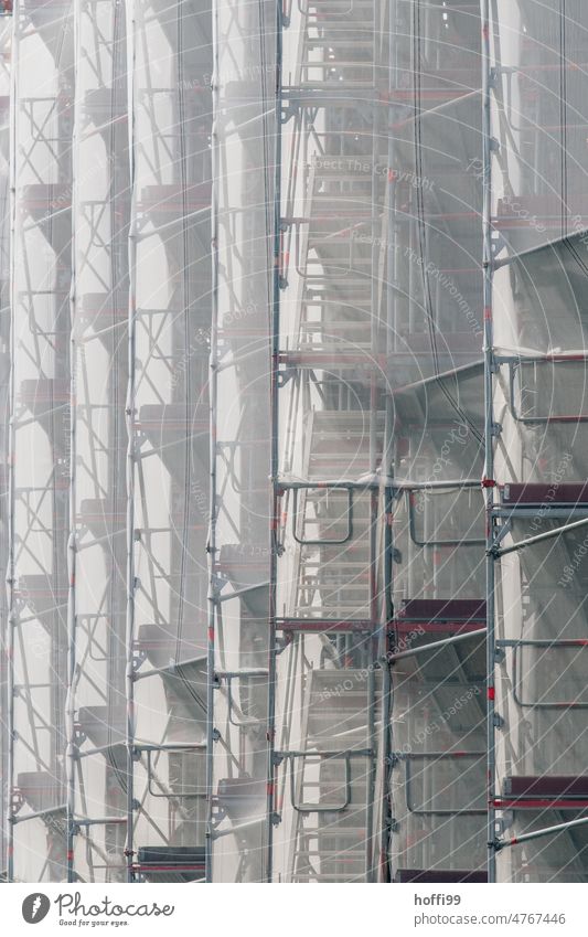 Construction scaffold with safety net / tarpaulin Scaffolding scaffold tarpaulin Facade Building Construction site Redevelop Architecture Covers (Construction)