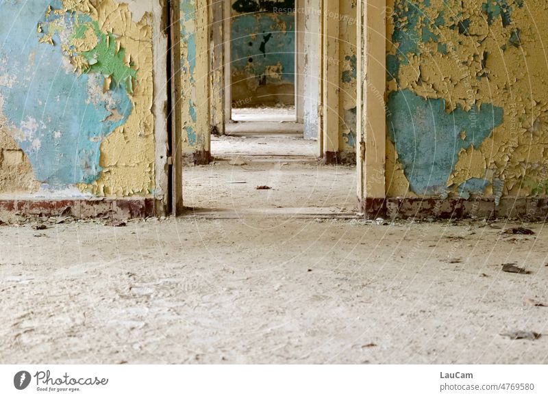 Traces of time - door frames and walls in need of renovation Doorframe doors Wall (building) transient Old dilapidated the paint is off Ravages of time Decline