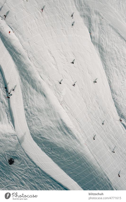 slope from the birdview skis Ski piste Ski run Skiing mountains Winter skiing Birdview Aerial photograph aerial aerial photo aerialphoto aerial photography