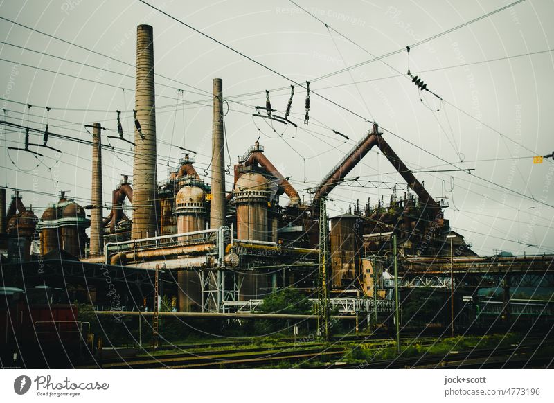 Industrial monument from the age of industrialization Völklingen Factory Steel factory World heritage Chimney Historic Industrial plant Industry