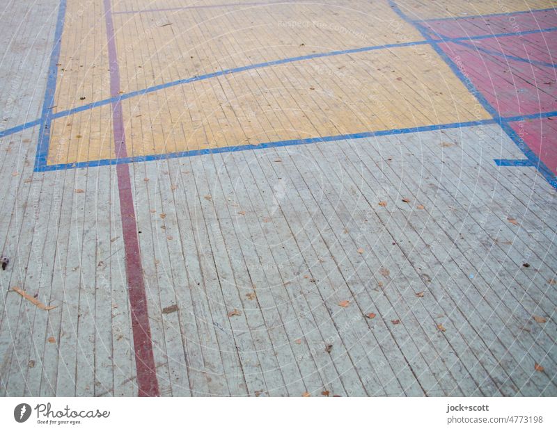 Floor of wood gradually loses against time Jüterbog Storage lost place Wooden floor Marker line Dirty Transience lost places Derelict Abstract Change