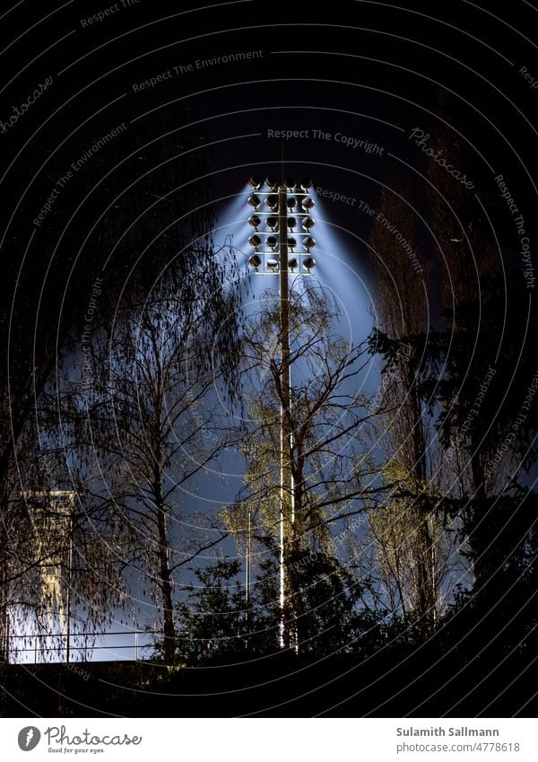 Floodlights of a sports field at night Sports Berlin free time Friedrich-Ludwig-Jahn Sports Park Lamp clearer Night Night shot Pankow Prenzlauer Berg