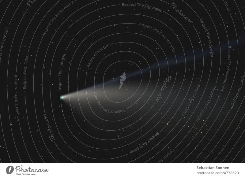 Comet C 2020 f3 Neowise with ionization tail and stars in background Room Universe Night Astronomy Sky Heavenly Astrophotography Stars astro cosmic interstellar