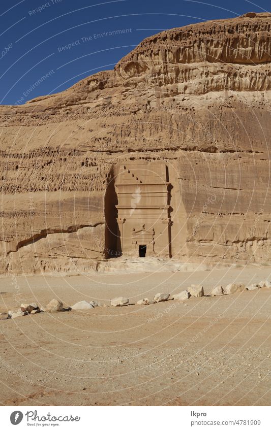 in the kingdom of saudi arabia scenic ruins monument antique geology art carved madain saleh tombs middle east culture nabatean kingdom oasis park petra ksa