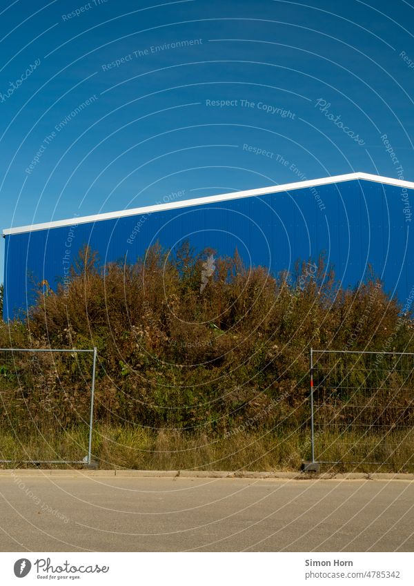 Bush between blue and gray Sky Fence bush Blue Nature reserve Structures and shapes Wilderness tamed Hall Environment cordon insulation Barrier