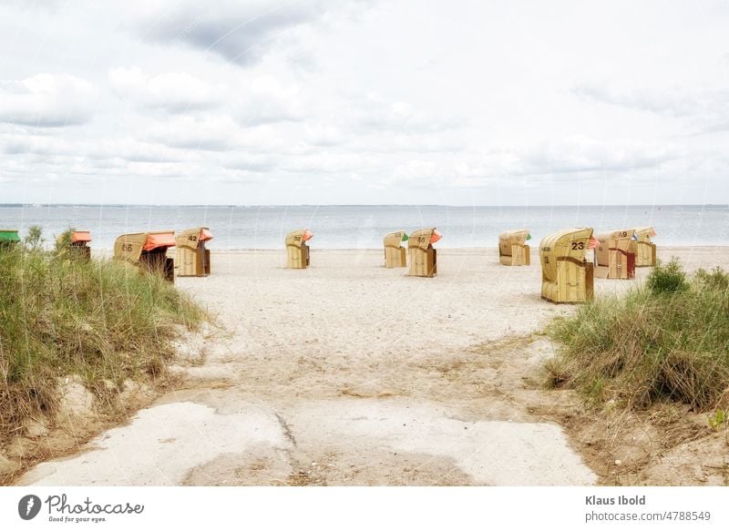 Beach chairs in Travemünde travel beach chairs Timmendorf beach TRavemünde Summer Tourism Relaxation Vacation & Travel Baltic Sea Sand Ocean coast