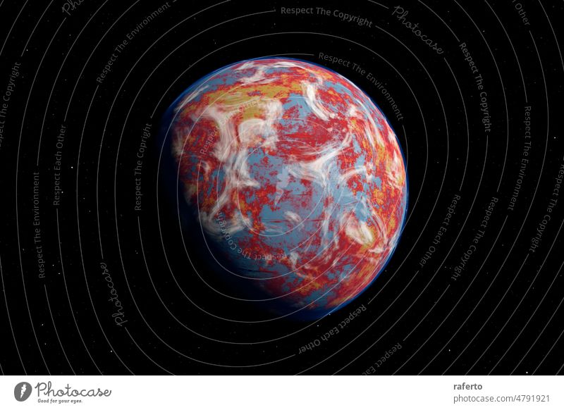 Alien Planet in the outer space. 3d rendering earth alien asteroid astrology astronomy atmosphere cosmos crater deep exploration fantasy fiction fire fireball