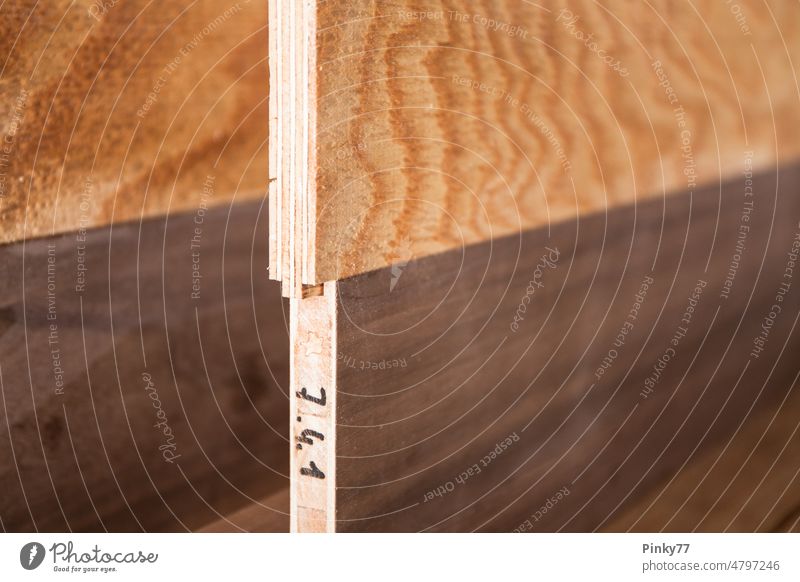 Cut wooden boards in a carpenter workshop Wood Workshop Joiner Industry Craft (trade) furniture construction Furniture craft Close-up background