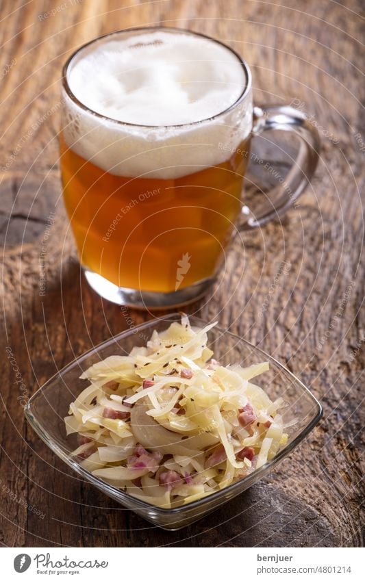 Bavarian coleslaw on wood Coleslaw Cabbage Table Vegetable bowl background Raw Lettuce ingredient White Leaf vegan homemade hearty Rustic boil Parsley Summer