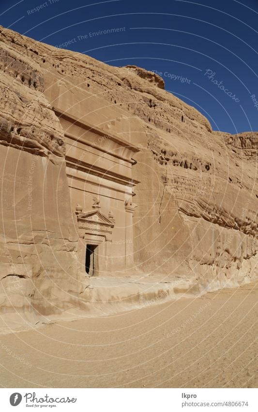 in the kingdom of saudi arabia scenic ruins monument antique geology art carved madain saleh tombs middle east culture nabatean kingdom oasis park petra ksa