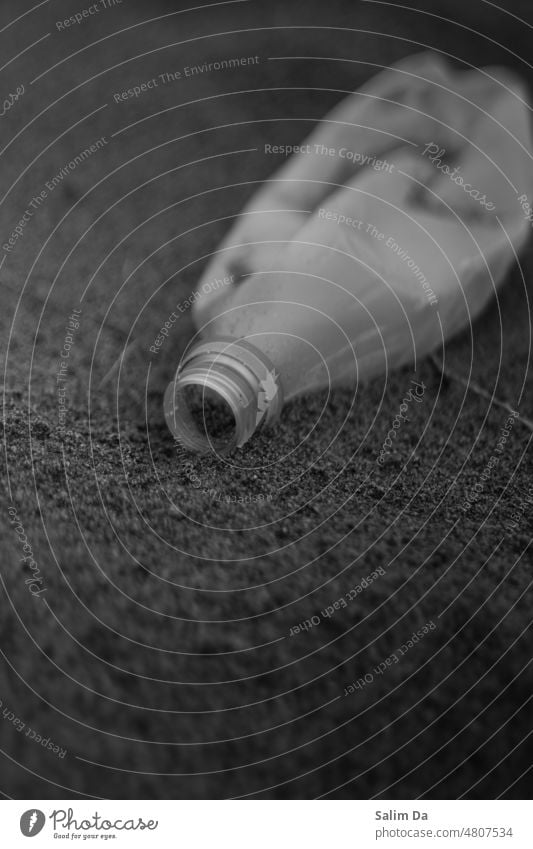 Bottle waste close up Bottle of water bottles Trash Trashy Close-up closeup closeness closeness to nature close to nature Black & white photo black and white