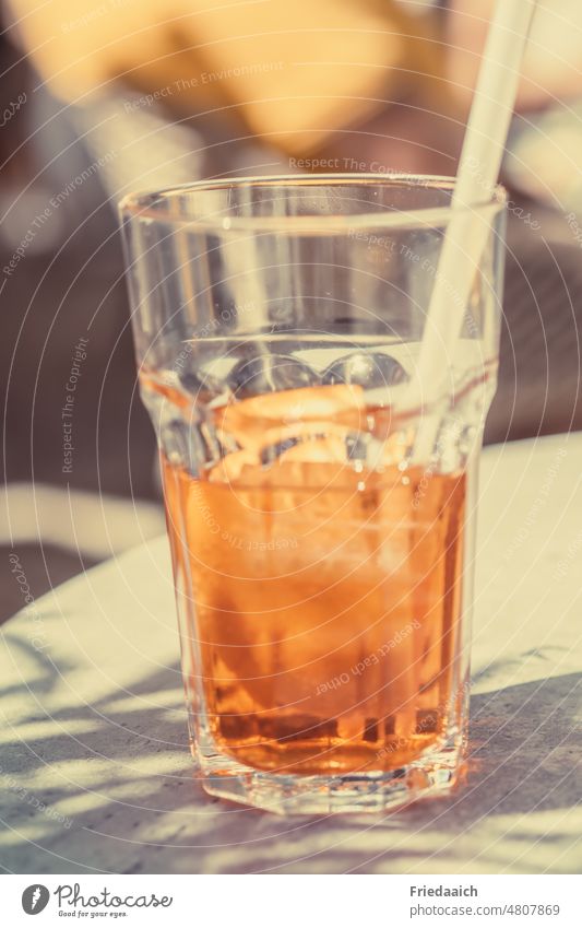 Cool drink in a glass on a warm sunny day outside Beverage Cocktail Summer Summery cooling Colour photo Glass Alcoholic drinks Fresh Cold drink Drinking Break