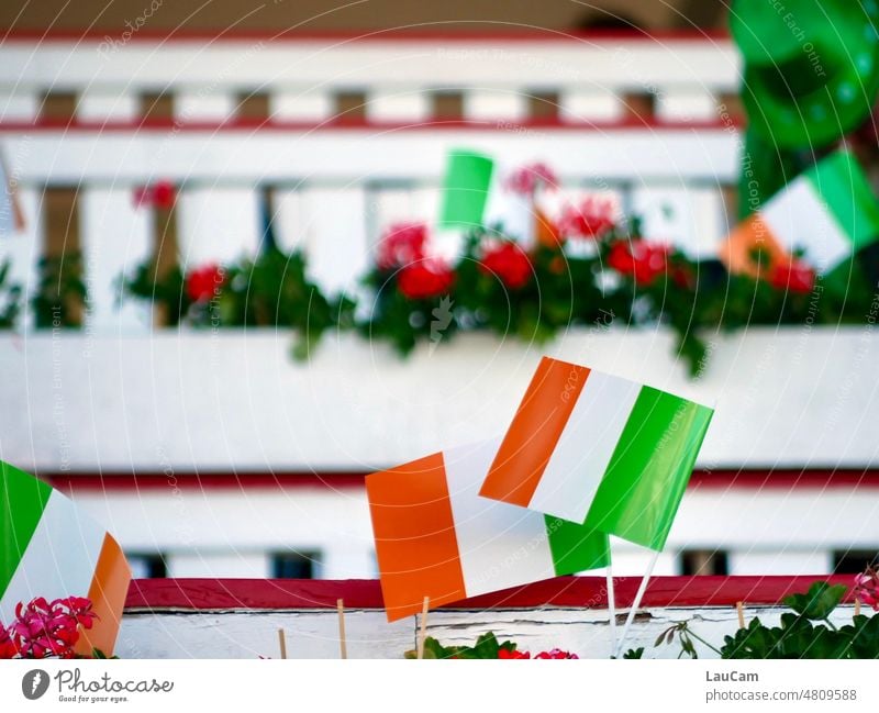 Irish Ireland Ensign Green White Orange St. Patrick's Day Colour photo cheerful Pride green hills tricolor Nature Hill Landscape variegated colored Striped