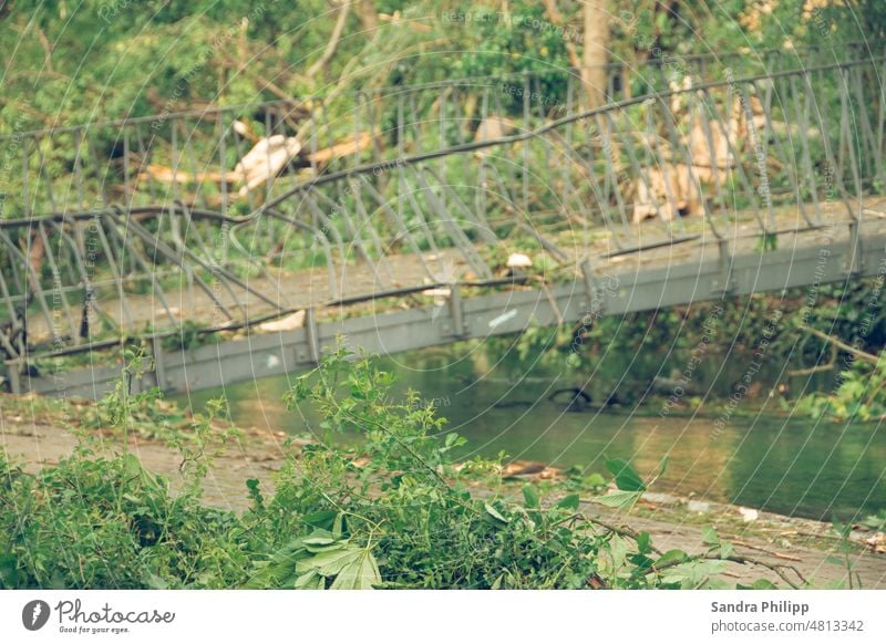 Destroyed bridge by a tornado that passed through it Tornado Destruction Bridge Climate change Hurricane Storm Environment Gale Weather Wind Exterior shot