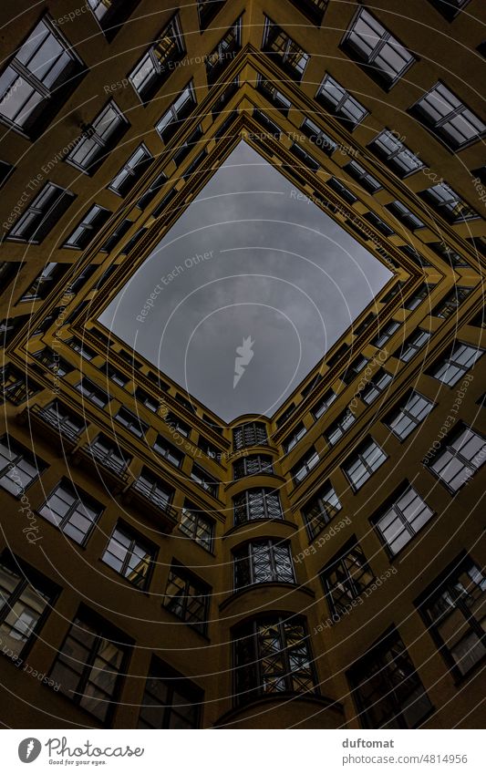 View upwards in the inner courtyard Karree Architecture Look up Interior courtyard Upward Old building House (Residential Structure) Town Backyard Building