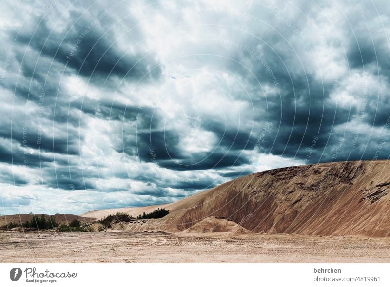 how small we are! Landscape Light Contrast Storm clouds Bad weather Threat Dark Thunder and lightning Weather Exterior shot Climate change Nature Environment