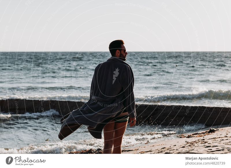 Man enjoying sunset at the beach Khalkidhiki halkidiki Chalkidiki seaside coastline Coast Beach Beach vacation Vacation & Travel Vacation mood travel