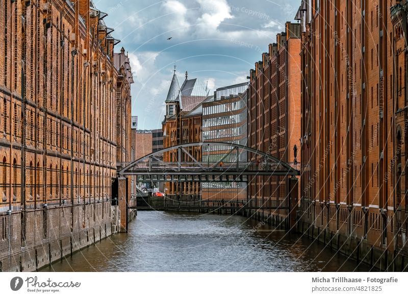 Hamburg Speicherstadt storehouse city Fleet Building Architecture Bridges World heritage Brick facade Town travel City trip vacation Old warehouse district