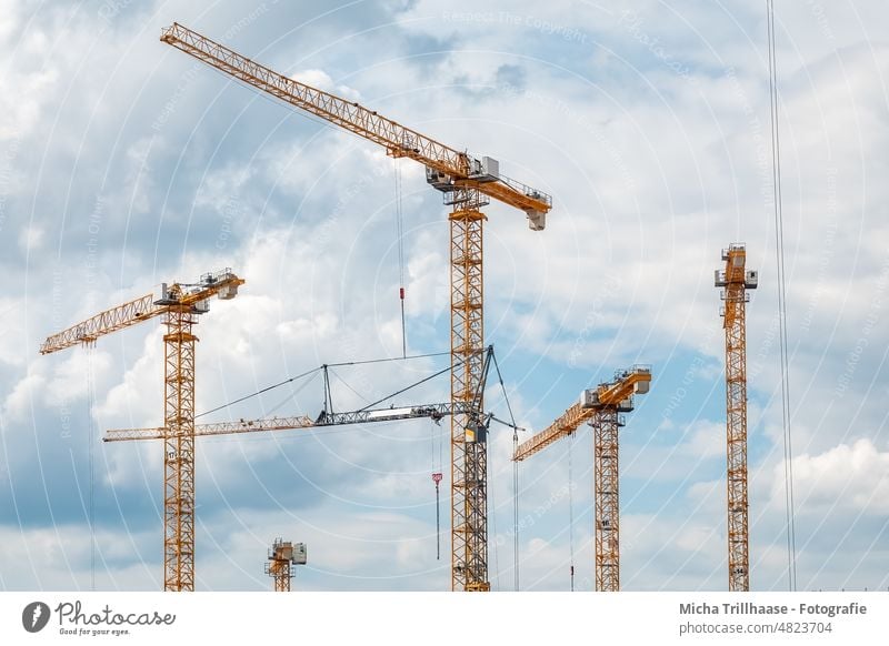 Construction site cranes large construction site construction industry Industry Craft (trade) Build Crane Work and employment Economy Technology