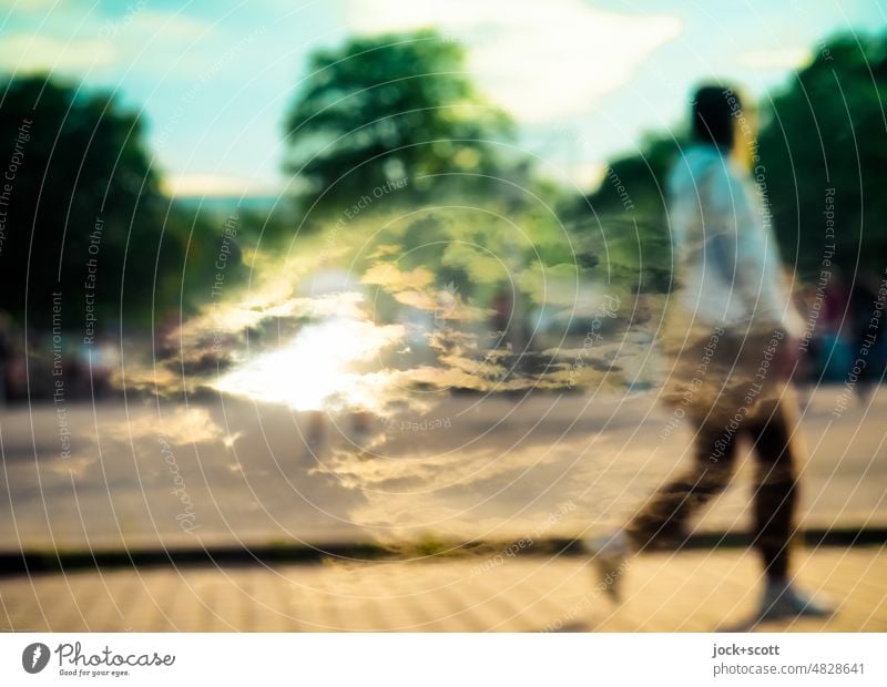 a light appearance in the park Woman Park Walking Street Double exposure Reaction Sun Prenzlauer Berg Berlin Abstract Surrealism Experimental Fantastic bokeh