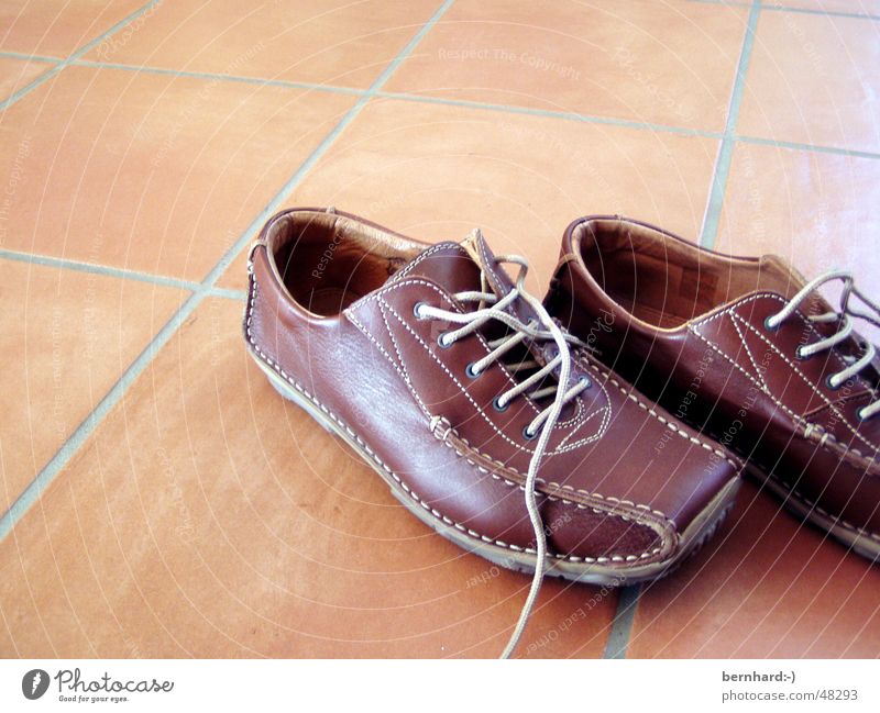 where are we going? Footwear Loneliness Brown Elegant Floor covering shoes alone cotto brown shoes