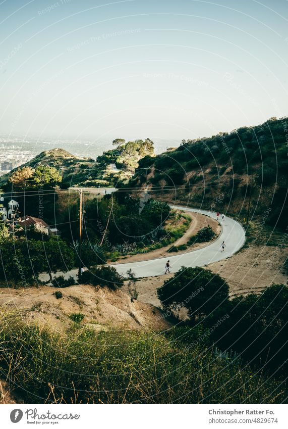 LA poster views from the Runyon Canyon / Hollywood Hills / Mullholand Drive Filmlook Tourism Light warm Tourist Copy Space vacation Vacation mood movie Poster