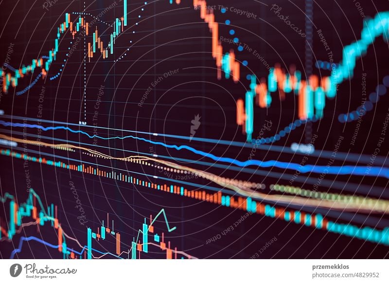 Trading investing stocks online. Speculation on market. Candlestick chart. Forex market. Buy cryptocurrency. Earn money. Stop loss. Take profit. Analysing market