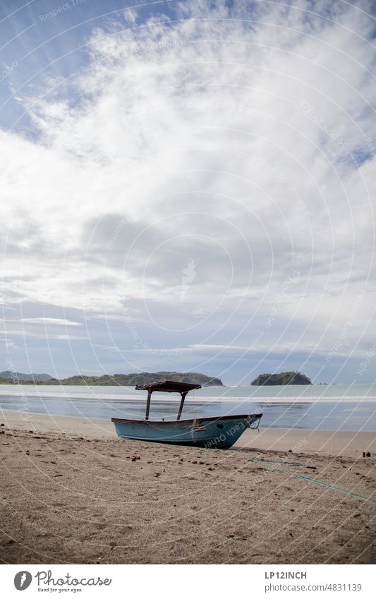 CR IV. Boat on the beach of Costa Rica Samara Beach Ocean Pacific coast Pacific beach Pacific Ocean vacation Tourism nature conservation boat ebb and flow Tide