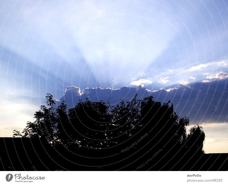 Sunrays behind large dark cloud Clouds Sunbeam Sunset Light Sky Lighting Evening