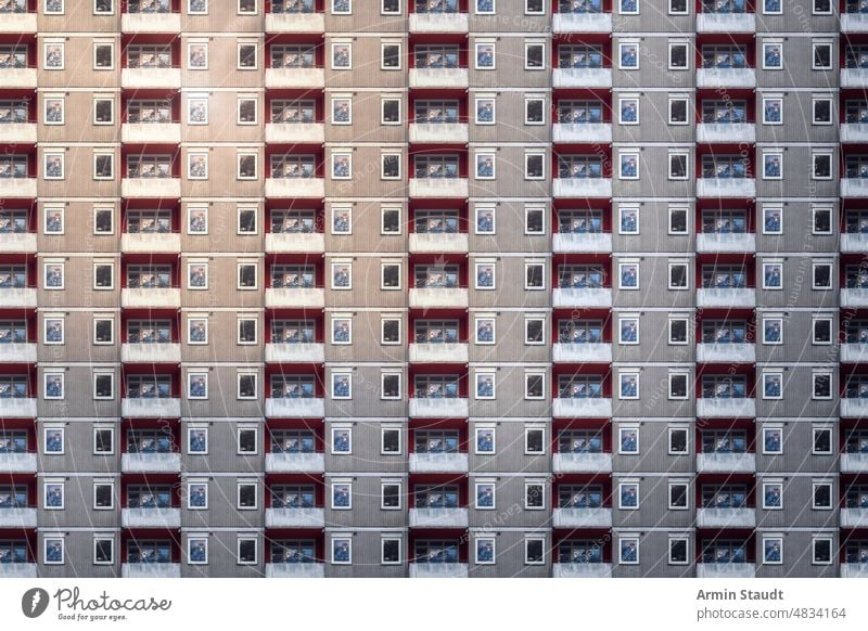 architectural pattern, Berlin skyscraper with social housing and an ugly facade anonymity anonymous architecture background balcony big block box building city