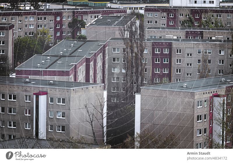 close-up of dreary apartment buildings in Berlin Marzahn berlin marzahn hellersdorf housing estate cropped architecture skyscrapers exterior germany aerial life