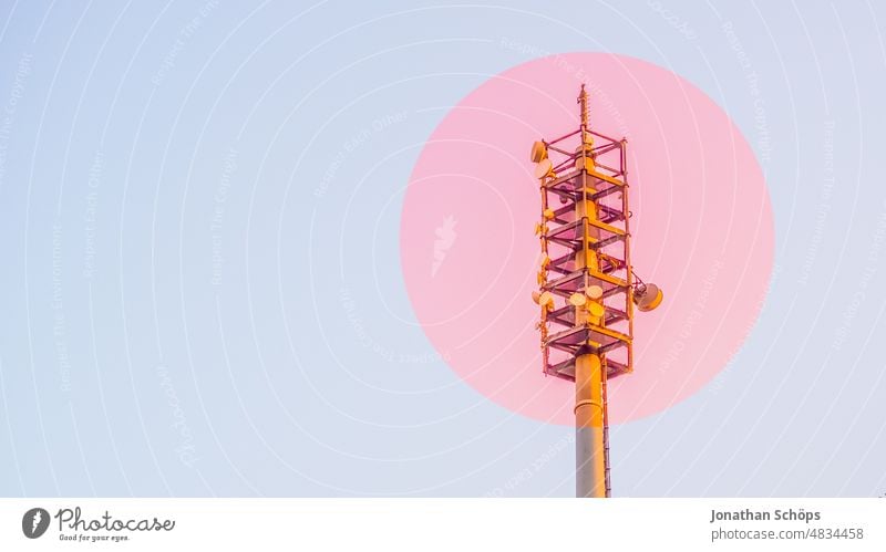 Radio mast for cell phone reception cell phone in front of blue sky 3G 4G 5g 5G Expansion 5G radiation Data protection digitization EMF Electromagnetic fields