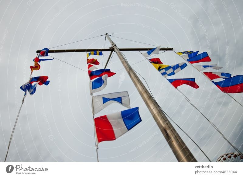 Flags, pennants, flags Old town Body of water Small Town Mecklenburg Mecklenburg-Western Pomerania MV Müritz lake müritz north districts Lake street photography