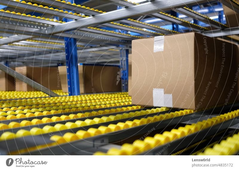 Inside a logistics and distribution warehouse business cargo delivery distribution center factory industrial industry interior just in time delivery