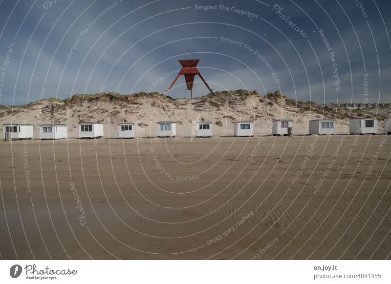 small cottages on Lokken beach in Denmark Beach Beach dune dunes Huts beach huts blokhus Vacation & Travel Sand coast North Sea coast Tourism Relaxation voyage