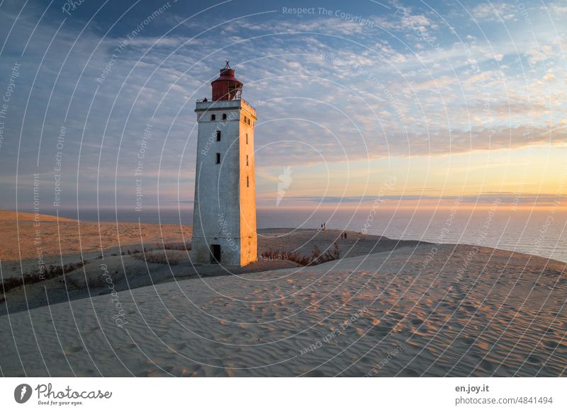 Lighthouse in the evening light Landmark Rubjerg Knude Wanderdüne Rubjerg Knude Denmark duene Sunset evening sky Vacation & Travel North Sea coast Beach dune