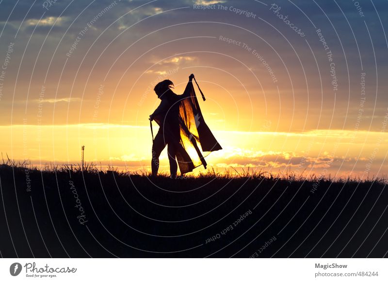 sunset dance Feminine 1 Human being Elegant Happiness Healthy Happy Natural Beautiful Romance Rag Grass Sky Light To go for a walk Idyll Magic Contrast Dance