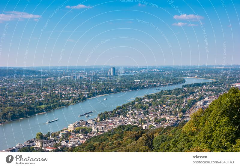 View of Bonn City at summer from the Drachenfels bonn germany drachenburg city river old town europe cologne medieval dragon valley rhine landmark cityscape