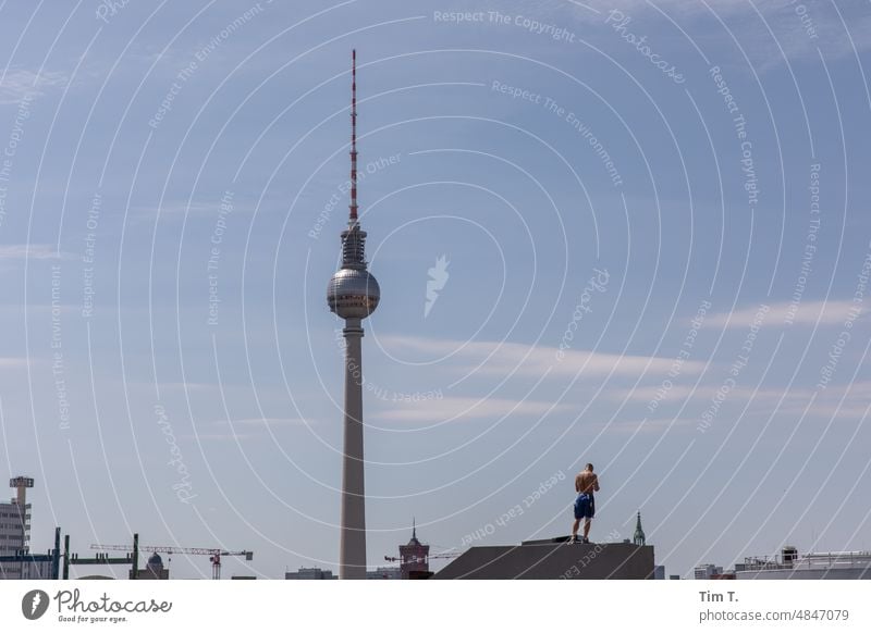 Berlin Television Tower Downtown Berlin Television tower Colour photo Spring Sunlight Berlin TV Tower Landmark Tourist Attraction Architecture Capital city Town