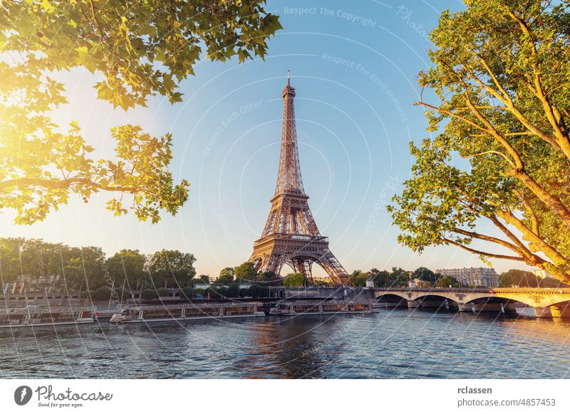 Eiffel tower, Paris. France paris eiffel landmark france skyline europe summer seine view travel sunset romantic sunrise city river bridge vacation scene tree