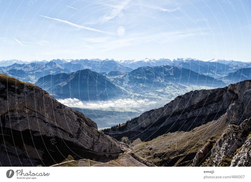 outlook Environment Nature Landscape Sky Summer Beautiful weather Rock Alps Mountain Peak Natural Blue Switzerland Hiking trip Colour photo Exterior shot