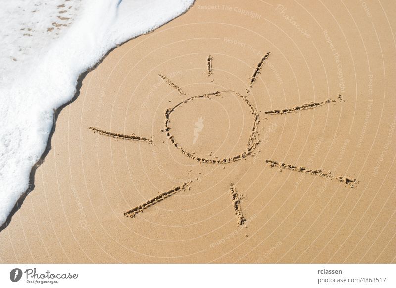 Sun drawn on the sand domburg netherlands zeeland holland dutch europe sylt sea beach holidays tide water coastal waves travel vacation tourism summer nature