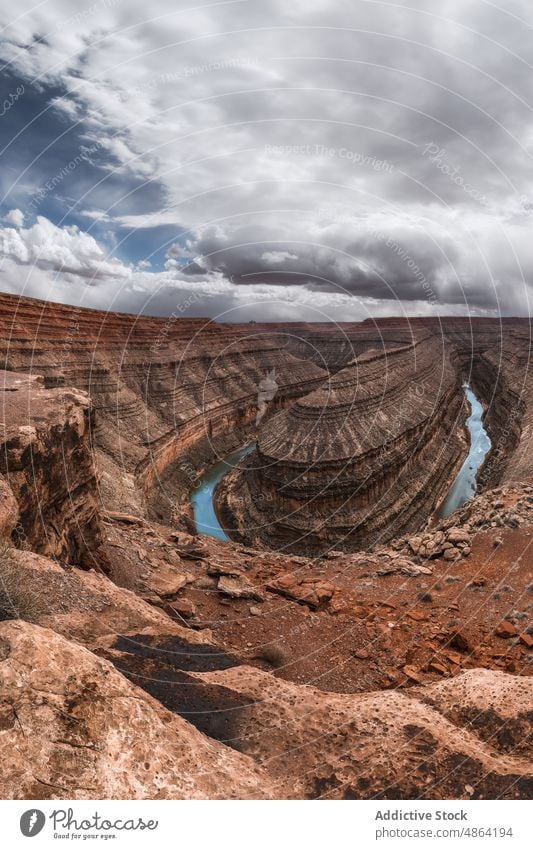 Scenic from above view of mountain canyonlands cliffs utah national park landscape travel desert usa outdoors nature aerial arid river wilderness stone brown